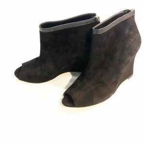 Shoes peeptoe boots womens size 9M new Ann Taylor black suede leather upper